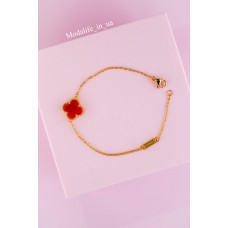 Браслет Flower червоний жовте золото 00934